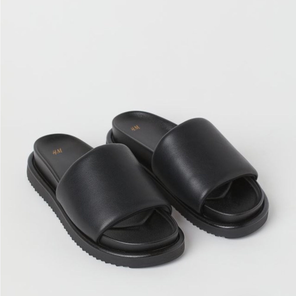H&M Black Slides